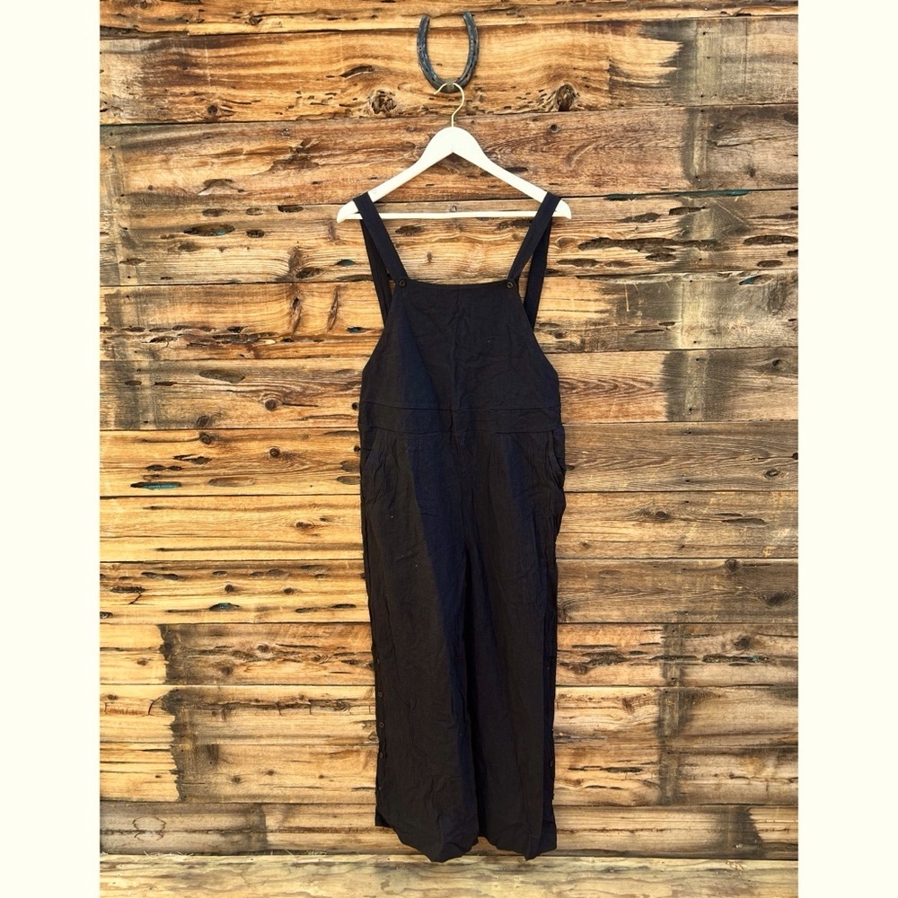 UNBRANDED | Black Oversized Button Overalls XXL
